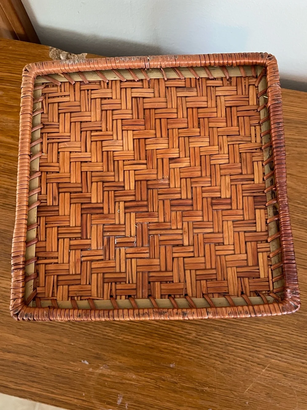 Woven Rattan Square Storage Basket - Brown